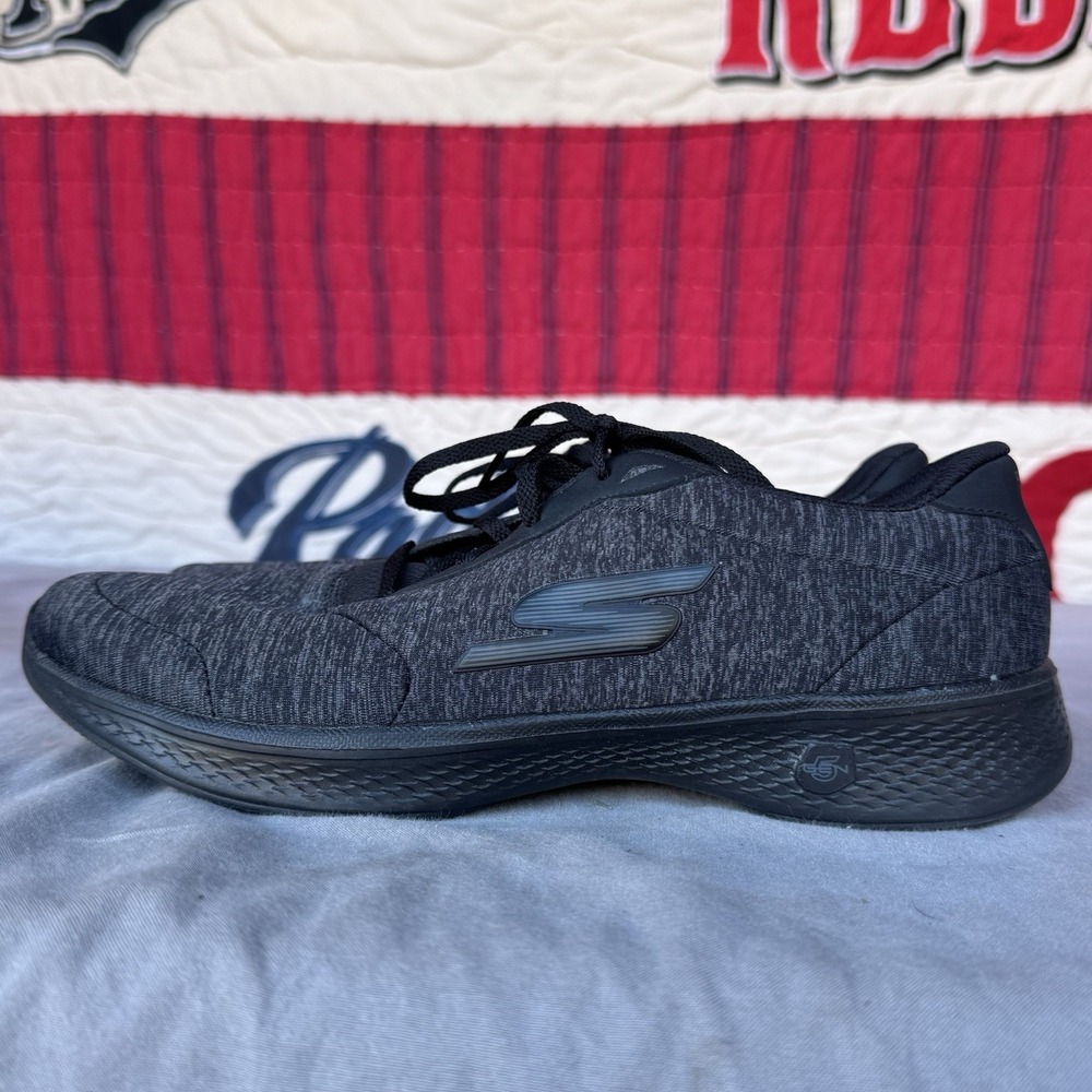 Size 9 - Skechers Women Black Gray Go Walk Memory‎ Textile Slip On Shoes